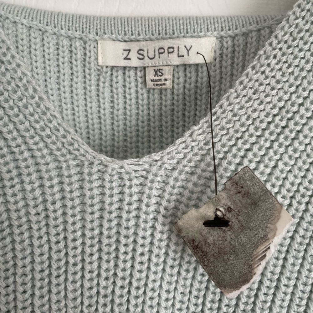 NEW Z SUPPLY Summer Sweater Cami Crop Tank Top Skylight Blue/Green - Picture 6 of 14